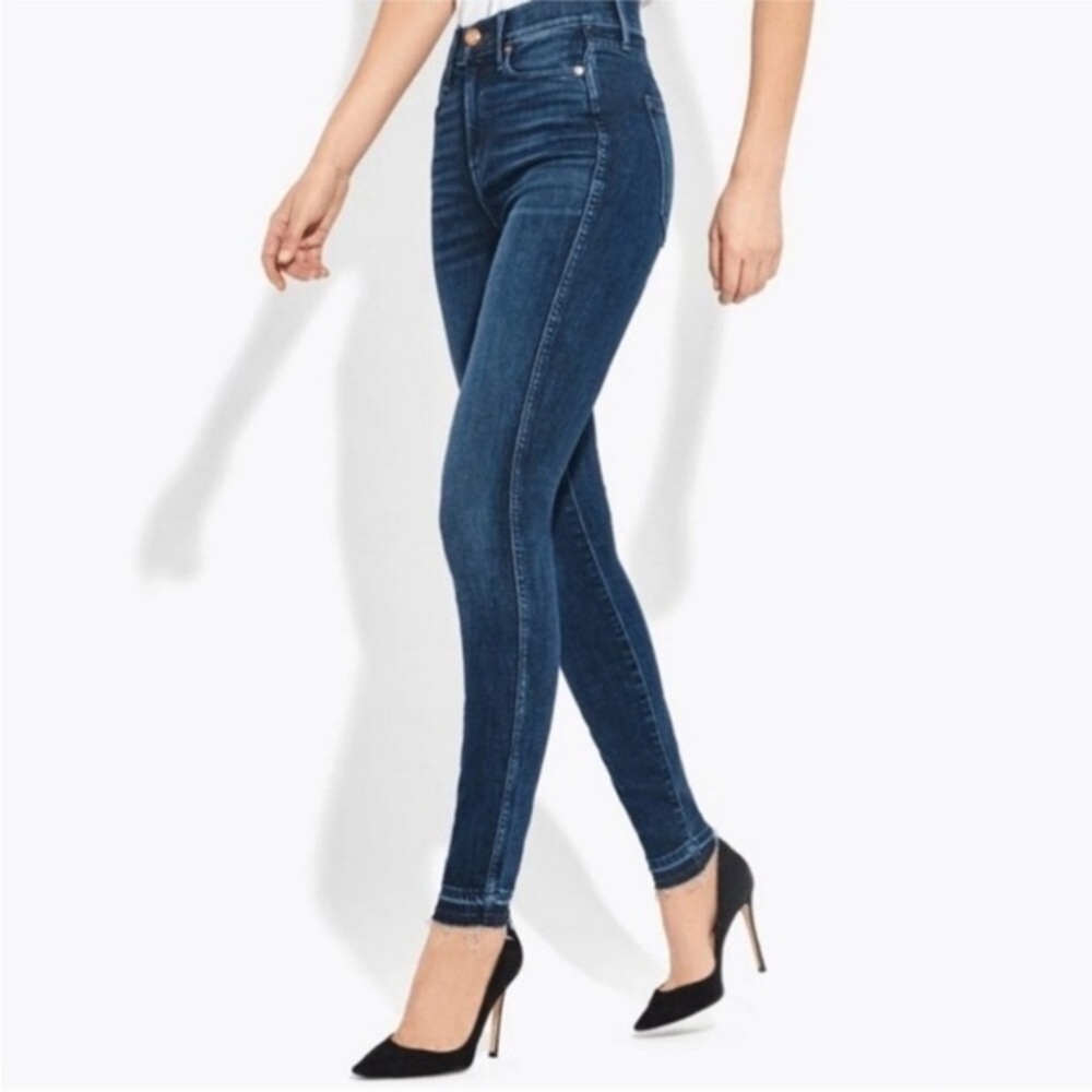 AYR The Riser High Rise Raw Hem Skinny Jeans in Psychic Nights Dark Wash Size 28